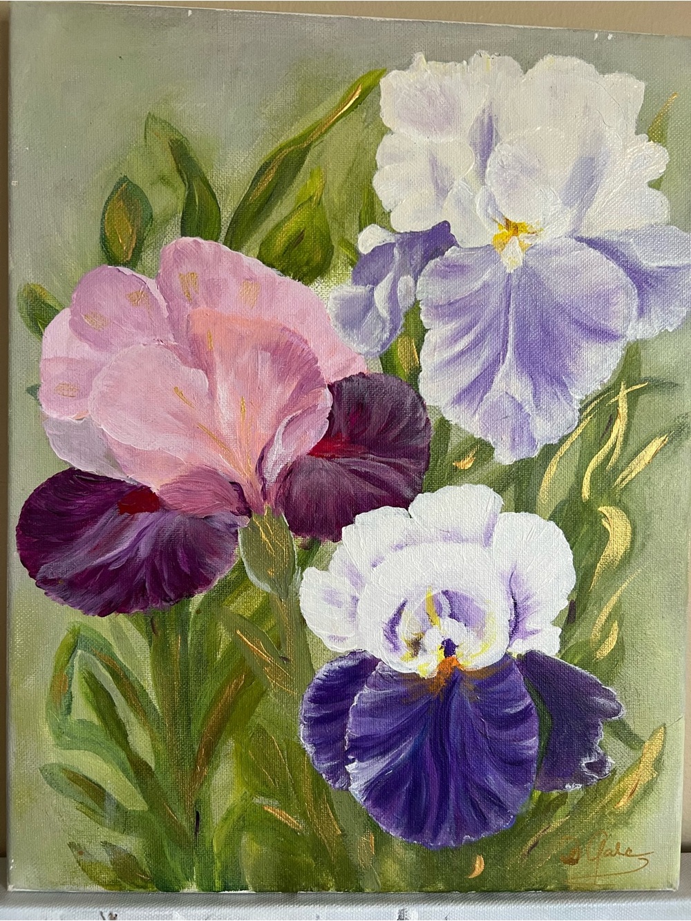 Original Floral Canvas Art - Purple & Pink Irises